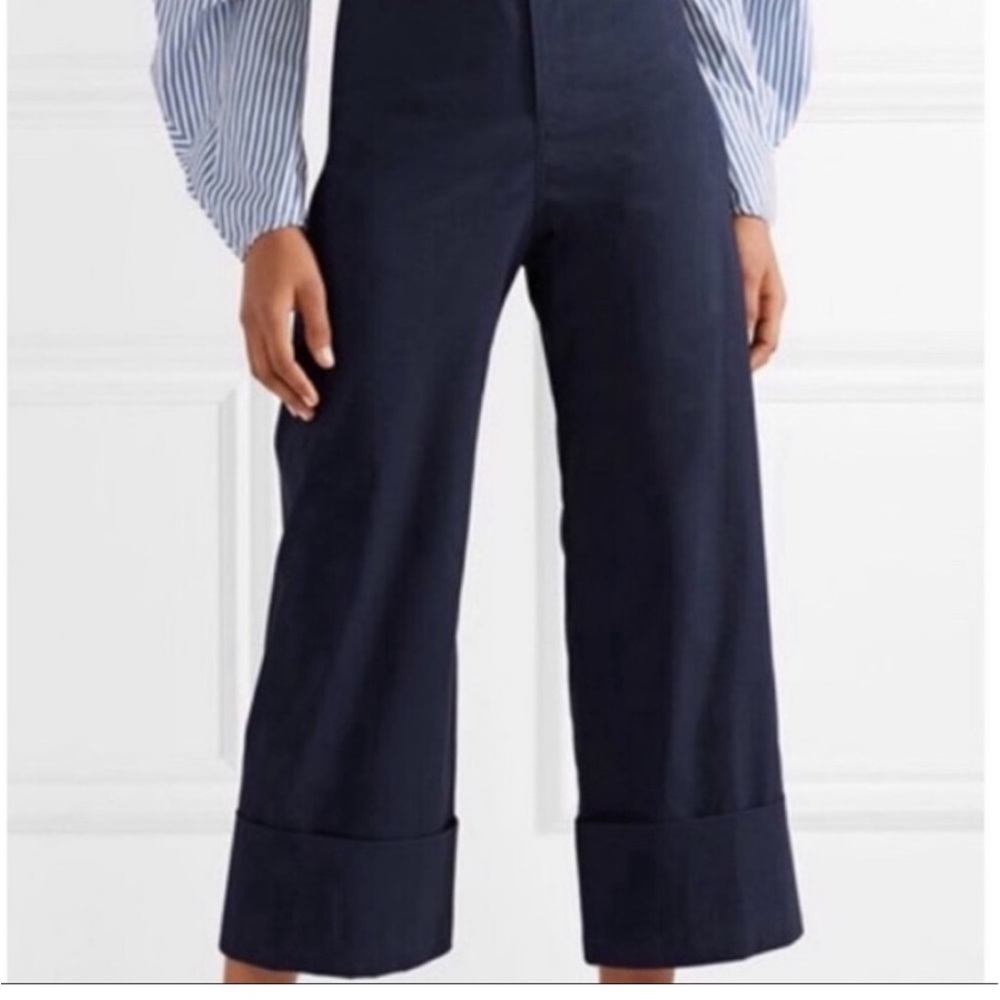 SEA Cropped stretch-poplin wide-leg pants with cuff - 4
